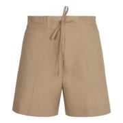 P.a.r.o.s.h. Bomullsshorts med elastisk midja Beige, Dam