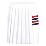 Thom Browne Veckad Stickad Kjol med Tricolor Detalj White, Dam