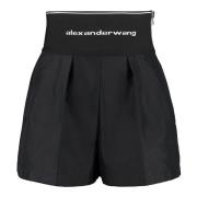 Alexander Wang Bomull Elastisk Midjeshorts Black, Dam