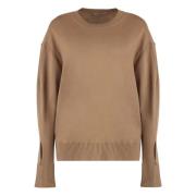 Stella McCartney Räfflad stickad ulltröja Brown, Dam