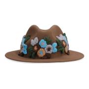 Tu Lizé Blommig broderad ull Fedora hatt Multicolor, Dam