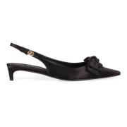 Dolce & Gabbana Siden slingback pumps med bågdetalj Black, Dam