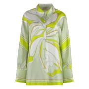 Tory Burch Silke Multifärgad Print Skjorta Green, Dam