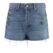 Mother Denim shorts med metallknappar Blue, Dam