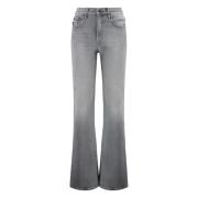 Mother Metallknapp Straight Leg Jeans Gray, Dam