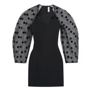 Nina Ricci Polka-dot Puffärmad Klänning Black, Dam