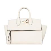 Salvatore Ferragamo Soft Studio Läderhandväska White, Dam