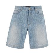 Versace Vida Laser Print Denim Shorts Blue, Herr