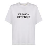 Victoria Beckham Räfflad crew-neck T-shirt i bomullsblandning White, D...