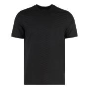 Emporio Armani Räfflad Bomull Crew-Neck T-shirt Black, Herr