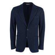 Canali Stickad blazer med slagkrage Blue, Herr