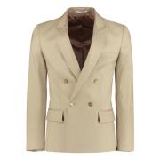 Valentino Bomulls Dubbelknäppt Blazer Beige, Herr