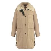 Bazar Deluxe Canvas Parka med Avtagbar Pälskrage Beige, Dam