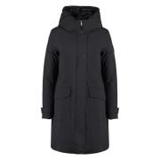 Woolrich Militär teknisk tyg parka med avtagbar dunjacka Black, Dam