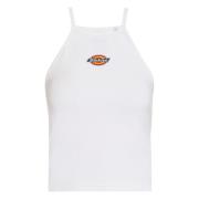 Dickies Logo Print Bomull Crop Top White, Dam