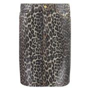 Ganni Leopard Mini-Kjol med Kedjedetalj Multicolor, Dam