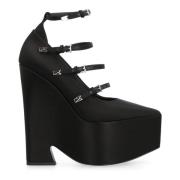 Versace Satin Platform Pump Black, Dam