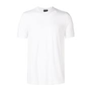 Giorgio Armani Vit Slim Fit T-shirt med Broderad Logotyp White, Herr