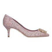 Dolce & Gabbana Blommig Spetspumps med Strass Purple, Dam