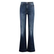 7 For All Mankind Stiliga Boot-Cut Jeans med Kontrastsömmar Blue, Dam