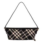 Burberry Check Mini Axelväska med Läderdetaljer Black, Dam