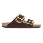 Birkenstock Pälsfodrade Shearling Slides Brown, Herr