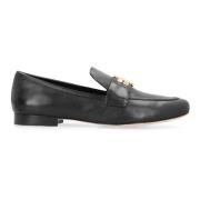 Tory Burch Läder Loafers Rund Tå Ko Hud Black, Dam