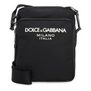 Dolce & Gabbana Nylon Messenger Väska med Läderdetaljer Black, Herr