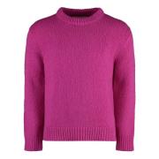 Gant Räfflad crew-neck ullblandningströja Pink, Dam