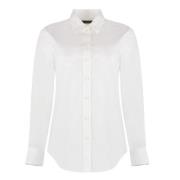 Ralph Lauren Bomull Stretch Skjorta Rundad Nederkant White, Dam