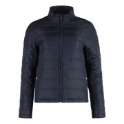 Thom Browne Nylon Dunjacka med Stickade Insatser Blue, Dam