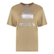 Isabel Marant Étoile Linne T-shirt med Logotyptryck Brown, Dam