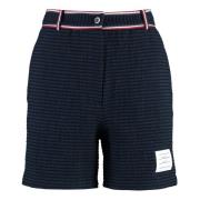 Thom Browne Stickade shorts med fickor Blue, Dam