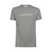 Les Deux Räfflad bomull T-shirt Gray, Herr