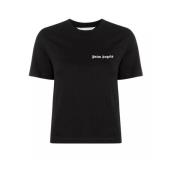 Palm Angels Svart Logo Print Dam T-Shirt Black, Dam