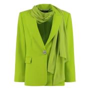 Clips Crepe Blazer med Reverskrage Green, Dam