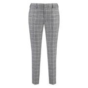 PT Torino Houndstooth Virgin Wool Tailored Trousers Black, Dam