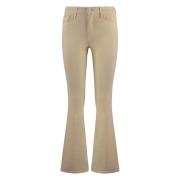 Mother Cropped Flared Jeans med Metaldetaljer Beige, Dam