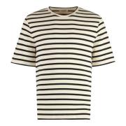 Jil Sander Ribbad krage bomull crew-neck T-shirt Beige, Herr