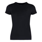 Vince Räfflad Bomull Crew-Neck T-shirt Black, Dam