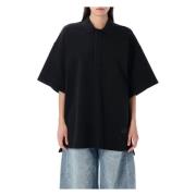 Alexander Wang Svart Tvättad Oversized Polotröja Black, Dam