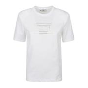 Elisabetta Franchi Casual Bomull T-shirt för Kvinnor White, Dam