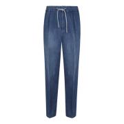 Brunello Cucinelli Denim Dragsko Byxor Fritidsdesign Blue, Herr