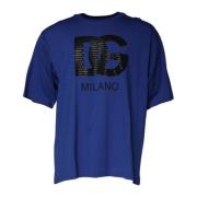 Dolce & Gabbana Blå Bomull Crew Neck T-shirt Blue, Herr