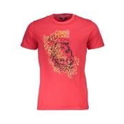 Cavalli Class Röd Bomull Tryck Logo T-shirt Red, Herr