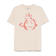 Vivienne Westwood Klassisk beige T-shirt med stencil orb Beige, Herr