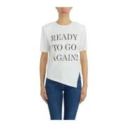 Elisabetta Franchi Bomullsbrev T-shirt White, Dam