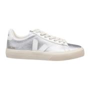 Veja Silver Läder Sneakers Rund Tå Modell Gray, Dam