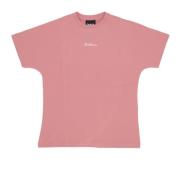 Disclaimer Logo Tee Rosa/Vit Oversize Kort Ärm Pink, Dam