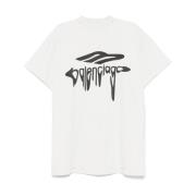 Balenciaga Logo Print Oversized T-shirt White, Herr